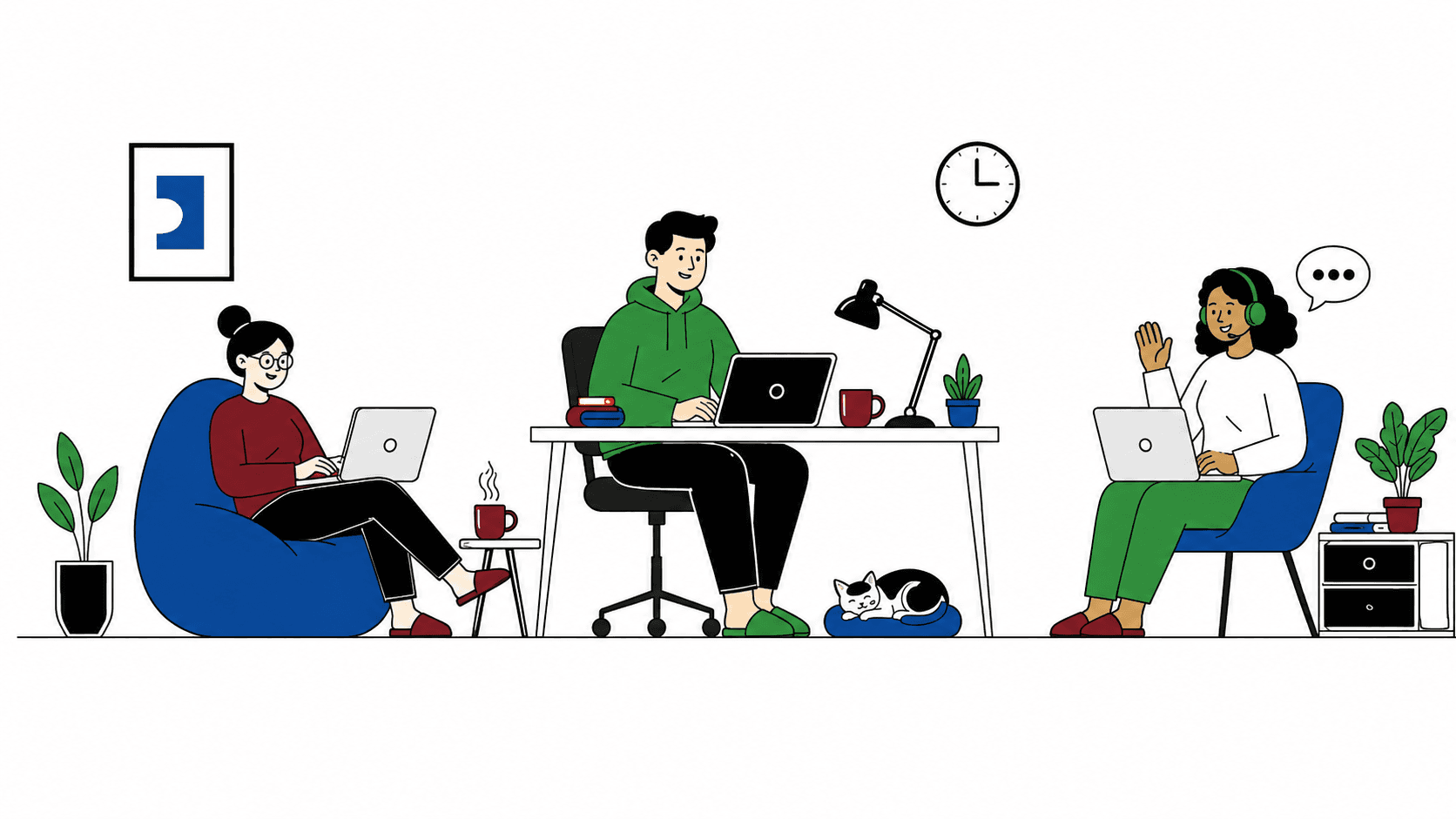 Home-based customer support agents at work