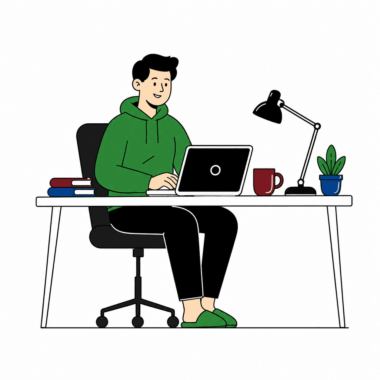 Home-based agent working outbound campaigns at his desk