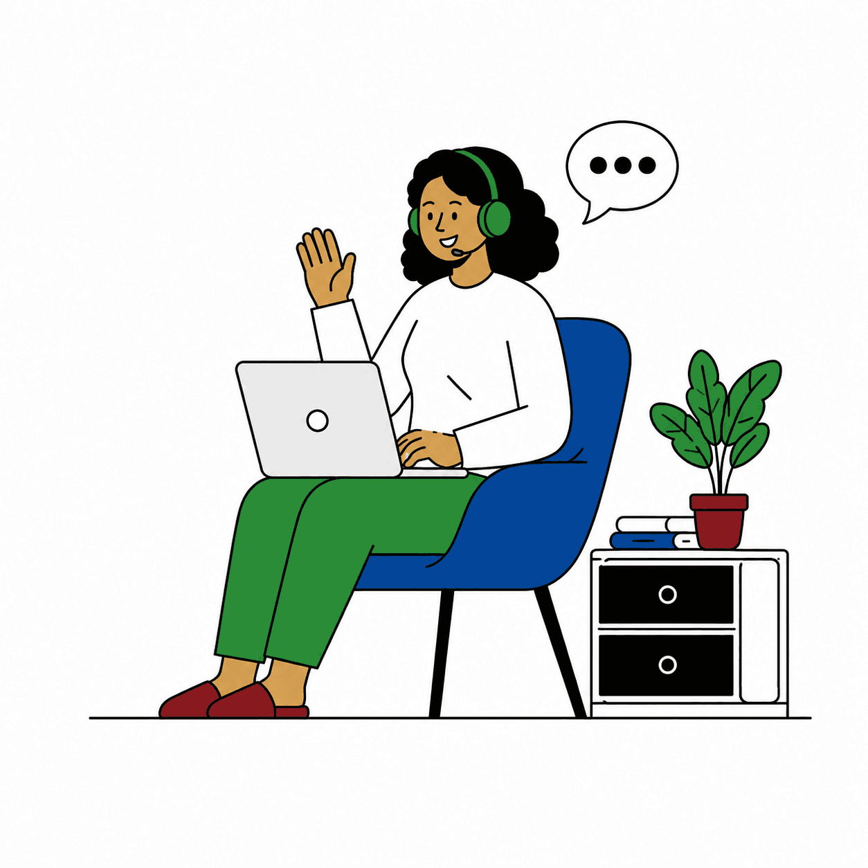 Home-based agent answering an incoming call